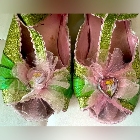 Disney TinkerBell Lime Neon Green costume shoes Limited Edition Toddler sz 9/10 - Picture 2 of 7